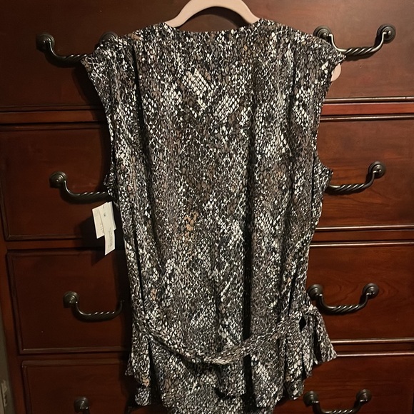 NEW LIZ CLAIBORNE NWT 1X PYTHON TANK BLOUSE WITH MATCHING BELT TIE CAREER TOP - Picture 6 of 8